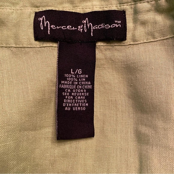 Mercer & Madison linen button up shirt lime green - Picture 5 of 7